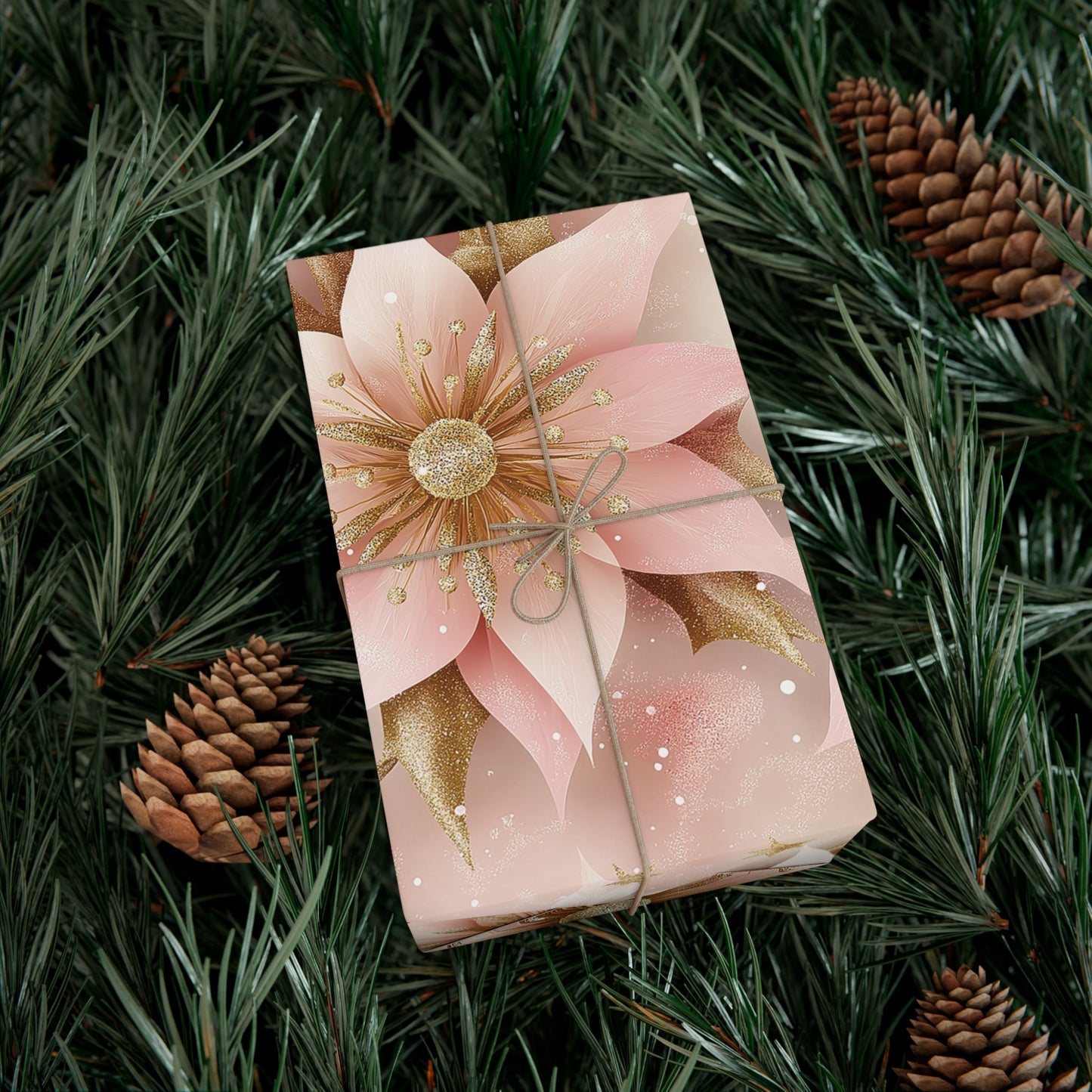 Pink and Gold Christmas Gift Wrap Papers
