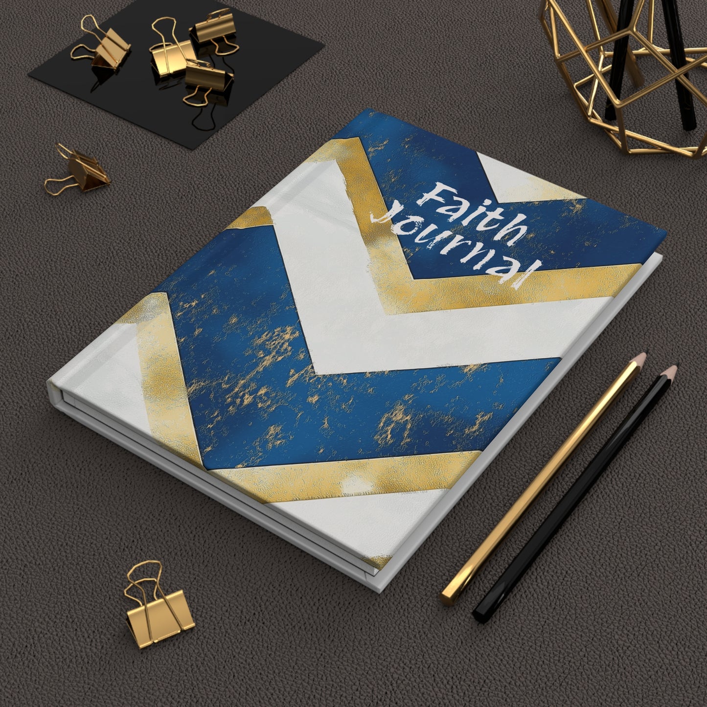 Blue and Gold Chevron Hardcover Faith Journal