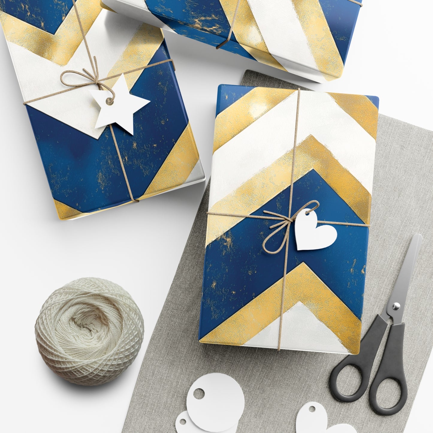 Blue and Gold Chevron Gift Wrap Papers