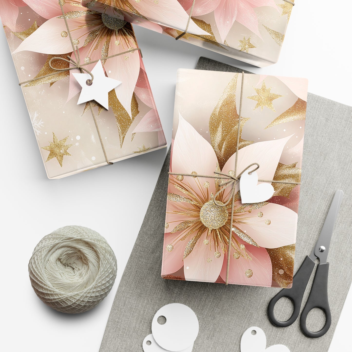 Pink and Gold Christmas Gift Wrap Papers