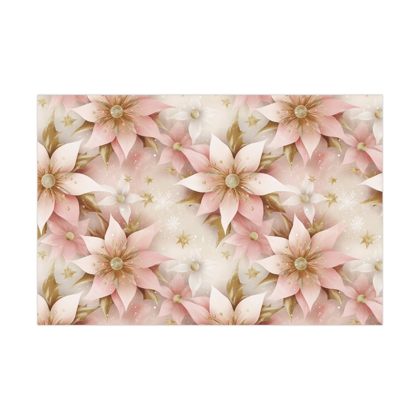 Pink and Gold Christmas Gift Wrap Papers