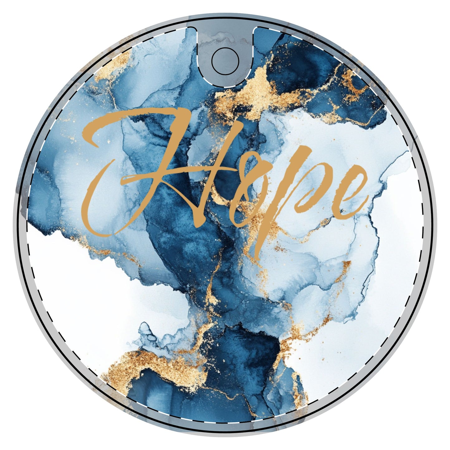 "Hope" Blue and Gold Ceramic Ornament, (1pc)