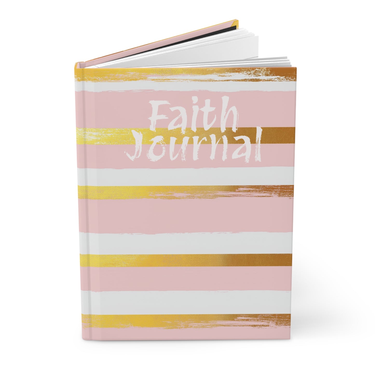 Pink and Gold Striped Hardcover Faith Journal