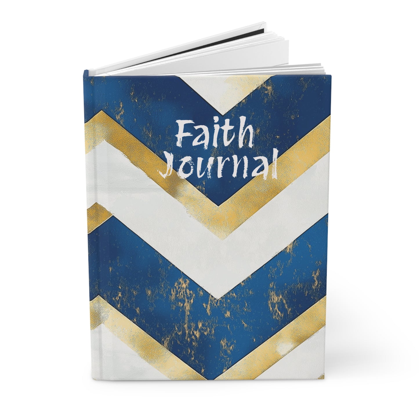 Blue and Gold Chevron Hardcover Faith Journal
